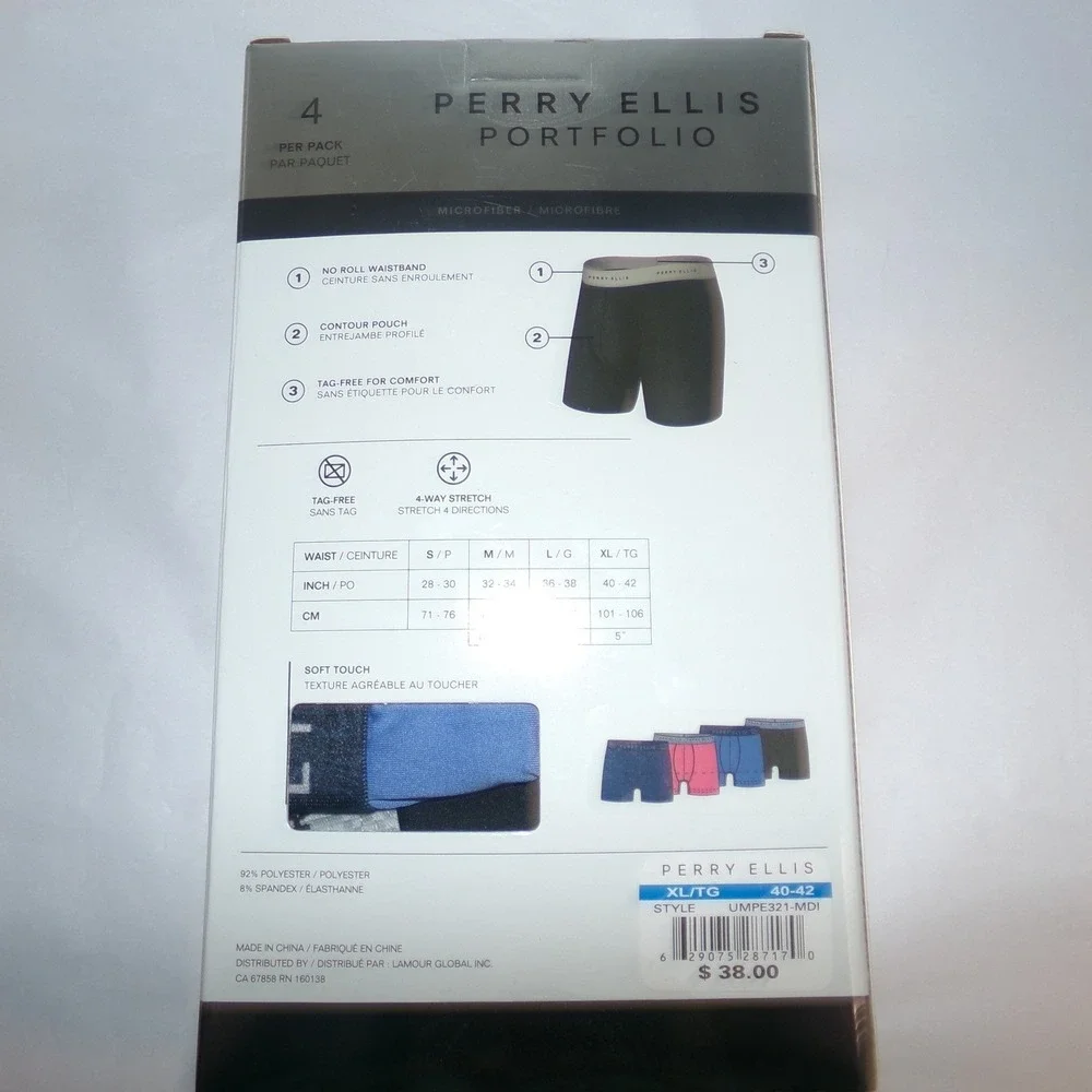 Perry‎ Ellis Portfolio Mens 4 Pack Boxer Briefs SZ XL~ASSORTED~NIB